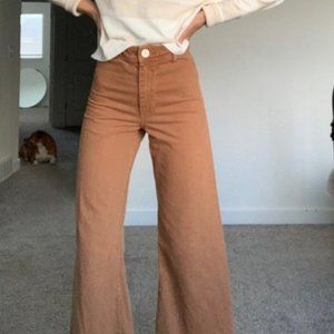 Brown wide leg jeans zara Clearance